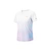 Футболка Li Ning Running Series из сплошного цвета, быстросохнущая, дышащая, с коротким рукавом, реглан, женские топы, стандартные, белые, розовые, фиолетовые ATSU186-5