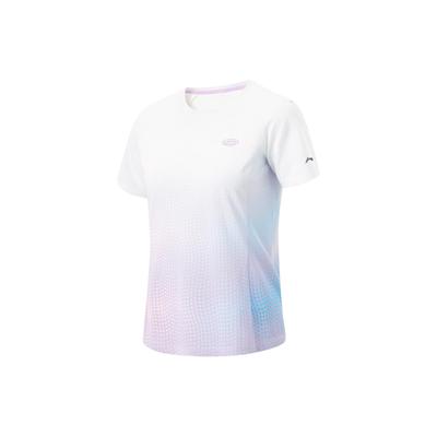Футболка Li Ning Running Series из сплошного цвета, быстросохнущая, дышащая, с коротким рукавом, реглан, женские топы, стандартные, белые, розовые, фиолетовые ATSU186-5