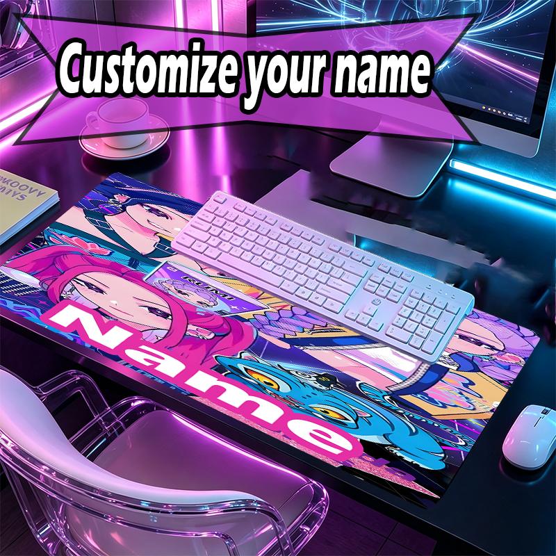 Custom Name Personalized KPop Demon Hunters Pattern Mousepad, Laptop PC Desk Mat, Decorative Desk Mat for Home Keyboard Pad Gift