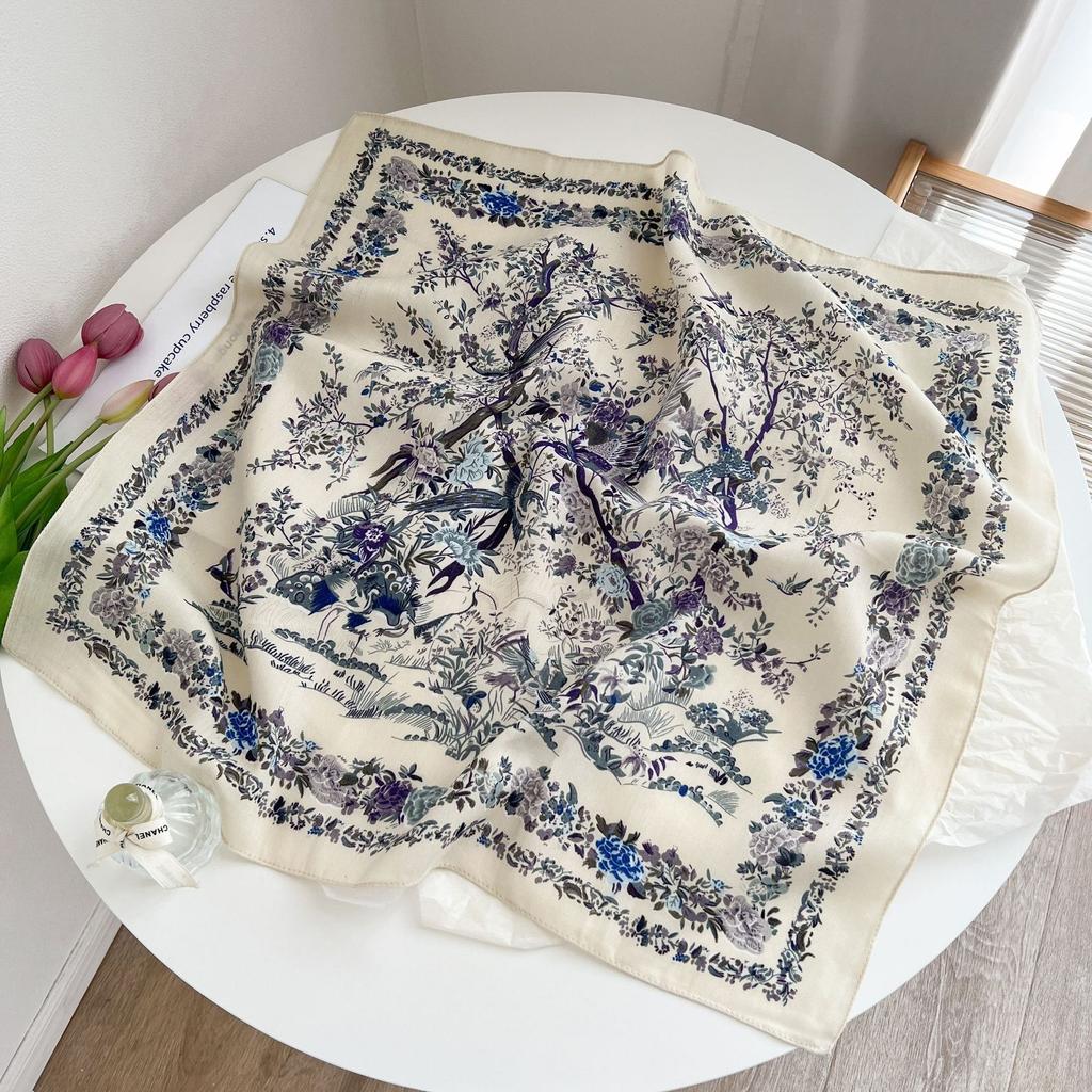 [Silk Scarf Collection] New Silk Scarf Temperament Versatile Velvet Sense Fashion Retro Soft High-end Scarf