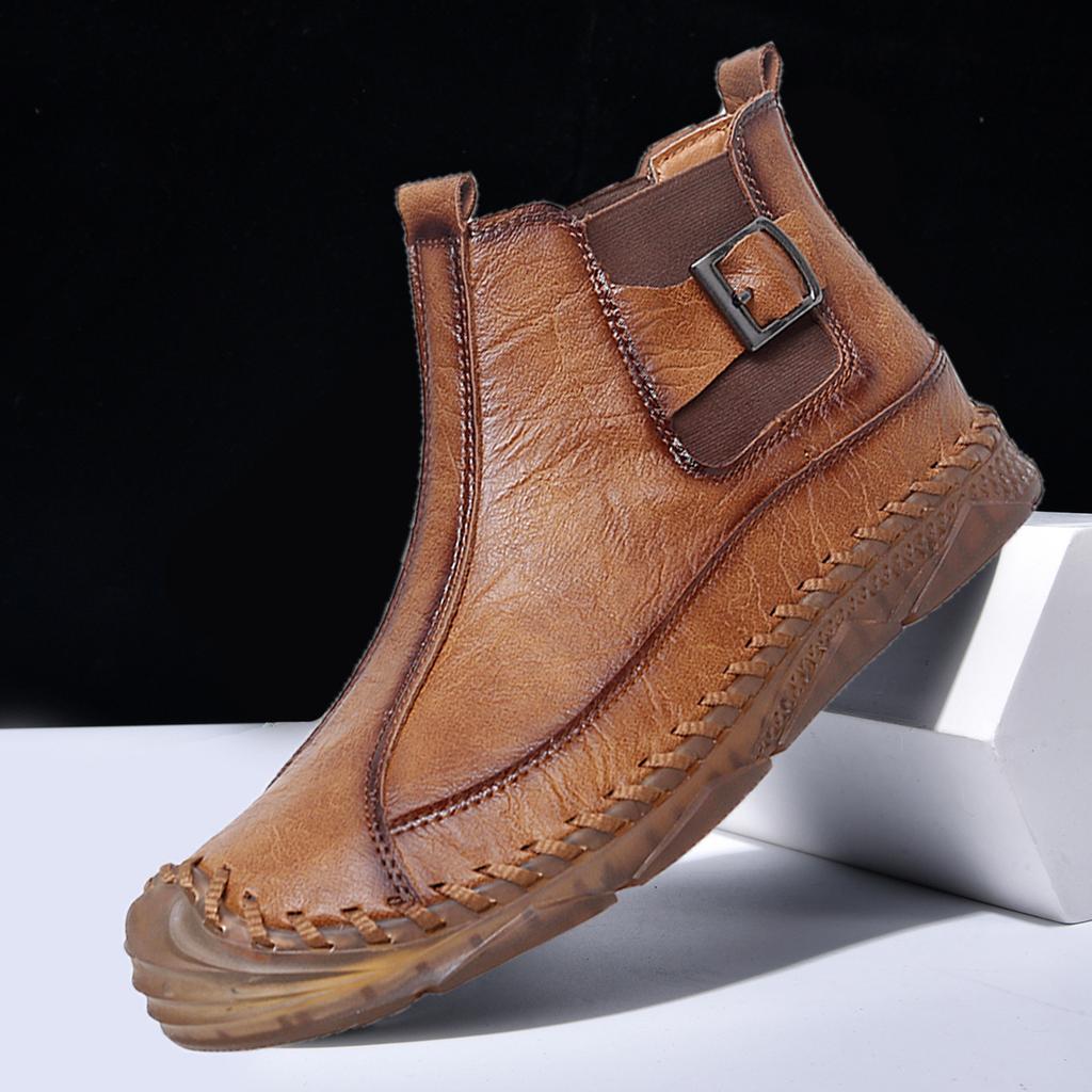 Мужские водонепроницаемые слипоны из искусственной кожи, походные ботинки, мужские уличные ботильоны, нескользящие, для ходьбы, короткие ботильоны, удобные кроссовки с высоким верхом для тренировок