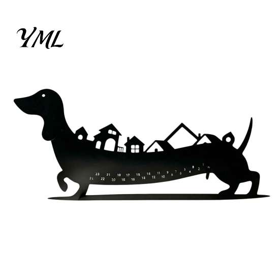 Christmas Tabletop Display Dachshund Advent Calendar, Metal Countdown Decor, 1-24 Desktop Ornament Days Holiday Dog Ornament, Xmas Gift for
