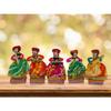 Recycled Material Rajasthani Home Decor Items Musician Bawla Puppets Idol Show Pieces for Home Decor 11 X 28 Cm Multicolor, 5 Pieces (Male Puppets)