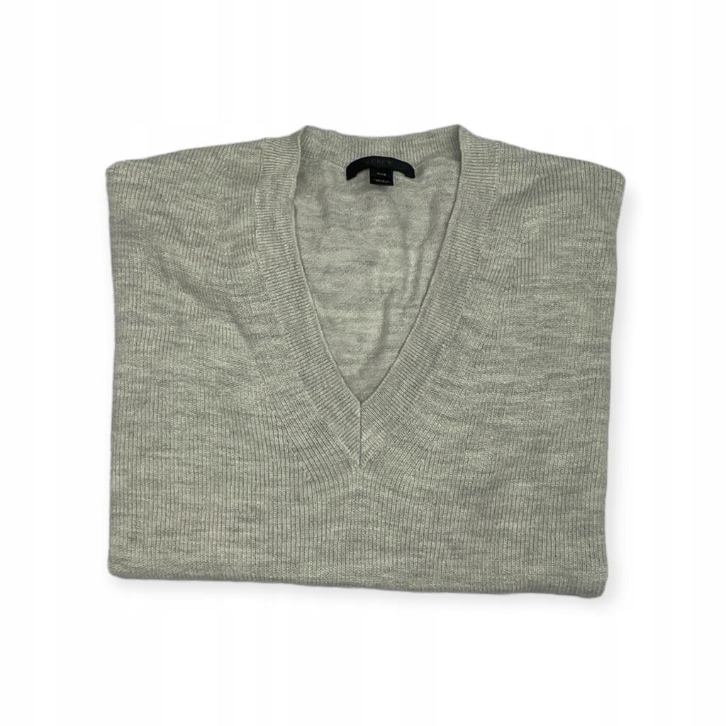 Wciągany jasny sweter damski dekolt V J. CREW XXS - Used