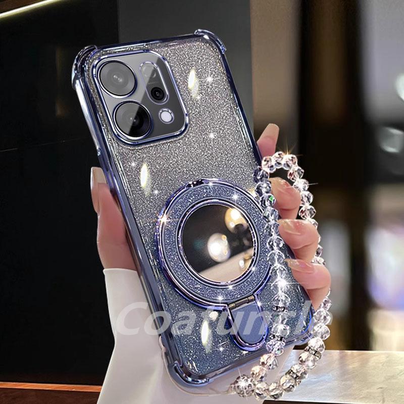 Для Xiaomi 15T Pro Xiomi 17 pro max Xiaomi17 13T 14T 15 Ultra Чехол Блестящий Зеркальный Магнитный Держатель для Телефона Браслет Крышка