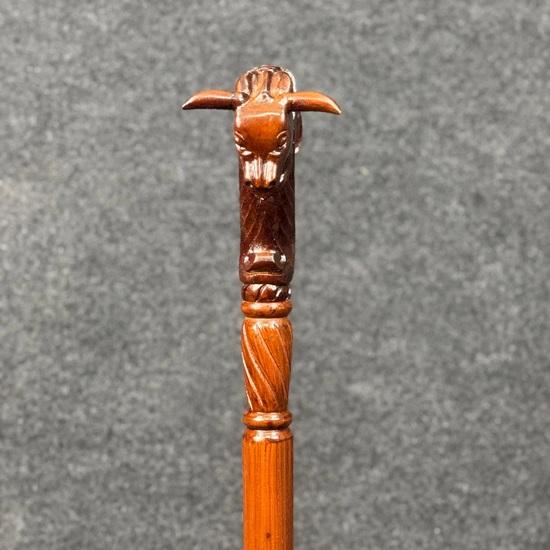 93.98 Cm Bull Head Wooden Walking Stick Handcrafted Cane for Stability Style Unique Gift for Men and Women Best Gift for Him