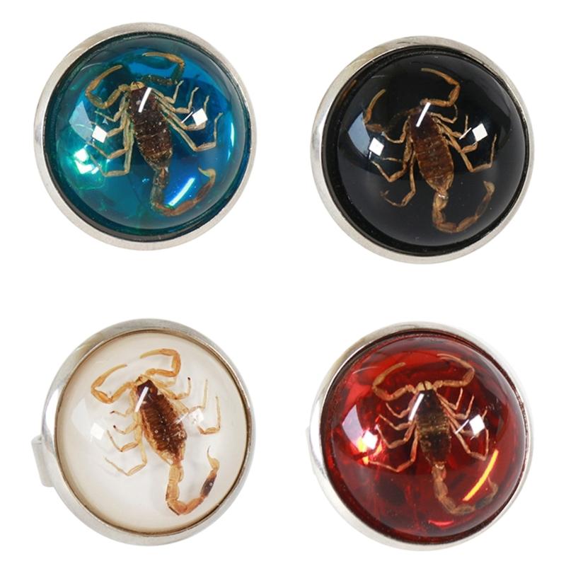 Стильные круглые кольца-скорпионы, регулируемые кольца с открытым дизайном, смоляное statement-украшение, уникальные кольца на палец, модный подарок для пары