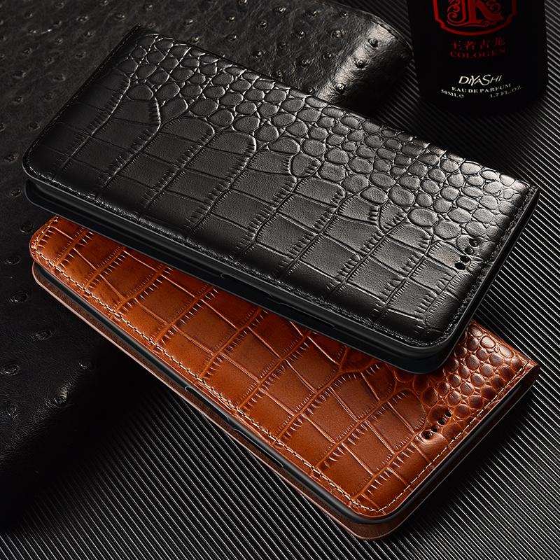 Crocodile Pattern Genuine Leather Flip Case for Apple iPhone 15 Pro Max / 15Pro Plus Business Retro Book Style Wallet Cover