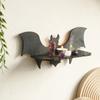 Bat-shaped Wooden Floating Shelves Black Jewelry Display Rack  Decoration Crafts