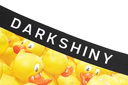 DARK SHINY Women's Boxer Briefs, Microfiber, Yellow Duck Print, Dark Shiny, Quick-Drying, Stretch, Comfortable Fit, Underwear, Gift