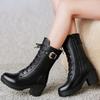 Зимние женские зимние ботинки из натуральной кожи на высоком каблуке, теплые женские шерстяные ботинки в стиле милитари, качественные женские зимние сапоги