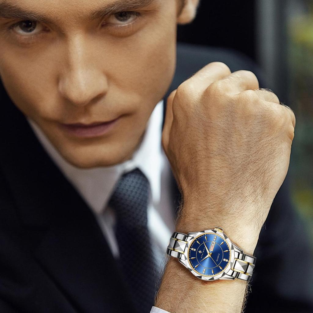 AKNIGHT Analog Stylish Easy To Luminous Arm Stainless Steel Water Resistant To Luminous Japanese Instruction Manual Men's Watch, Anti-reverse Bezel,