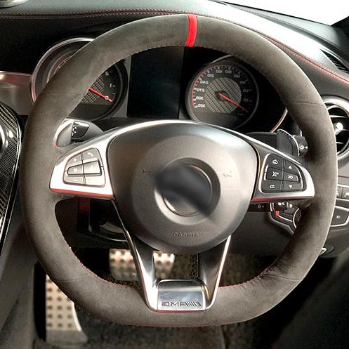 Индивидуальная накладка на руль из натуральной алькантары для Mercedes Benz W176 W246 W205 C117 R231 R172 AMG C43 Оплетка на руль