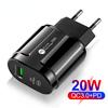 Быстрое зарядное устройство PD20W QC 3.0, EU US вилка, универсальный настенный адаптер с несколькими USB C, зарядное устройство для телефона для iPhone 14 Samsung Xiaomi Huawei