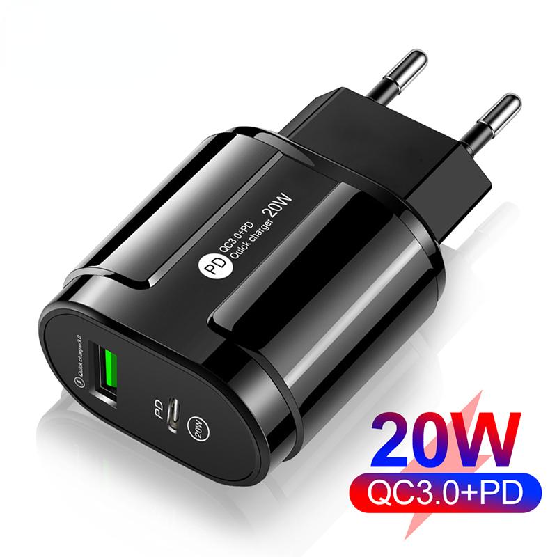 Быстрое зарядное устройство PD20W QC 3.0, EU US вилка, универсальный настенный адаптер с несколькими USB C, зарядное устройство для телефона для iPhone 14 Samsung Xiaomi Huawei