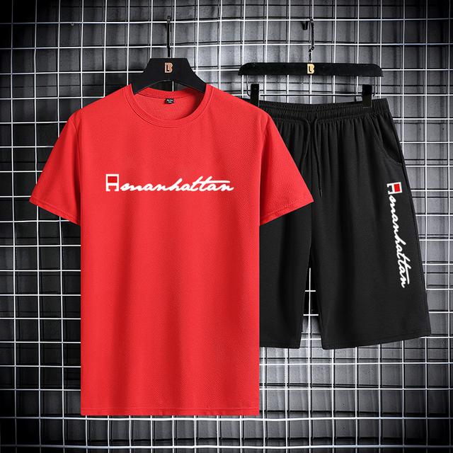 Шорты с короткими рукавами для мужского повседневного спортивного комплекта