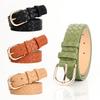 Женский ремень с пряжкой из сплава, выбор цвета ремня, персонализированный имитационный тканый женский ремень