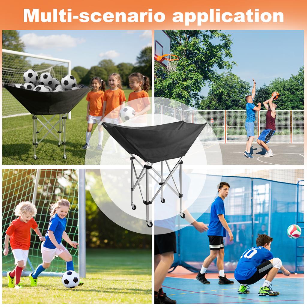 Волейбольная тележка Складная волейбольная тележка на колесах с колесами Практичная Прочная Складная корзина для волейбольных мячей Тележка с сумкой