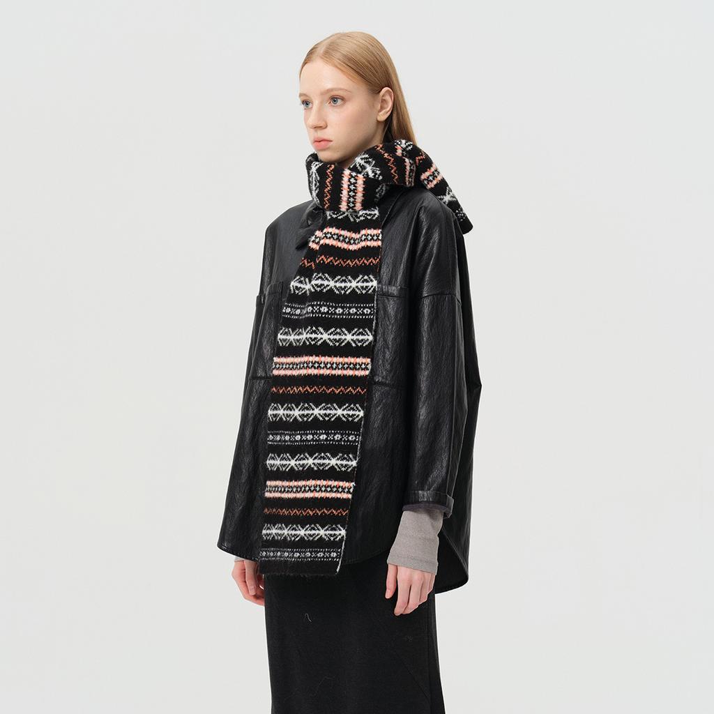 Retro Jacquard Wool Blend Scarf Women's Universal Autumn and Winter Atmosphere Japanese Soft Scarf