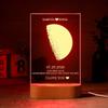 VEELU Custom Moon Phase Lamp Wood Moon Print Art Night Light Персонализированная фоторамка с фазами Луны на день рождения Подарок на годовщину «Я люблю тебя»