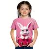 2025 Кролик Животное 3D Принт Модные Смешные Футболки Для Девочек Летние Топы С Короткими Рукавами Футболки Повседневные Футболки Одежда Для Девочек