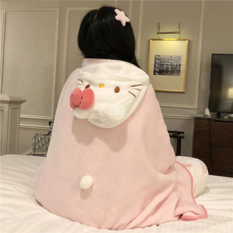 Cute Pet Hooded Nap Blanket: Versatile Plush Shawl for Office & Home