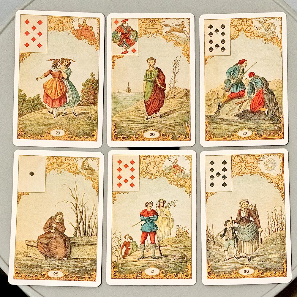 Винтажные Антикварные Карты Гадания на Судьбу 9*6 см, Оракул из 32 Карт Le Jeu Du Destin Antique, Традиционные Карты Картомантии