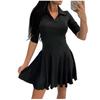 Women's Fashion Casual Long-sleeved Ruffled Short A-line Pleated Dress