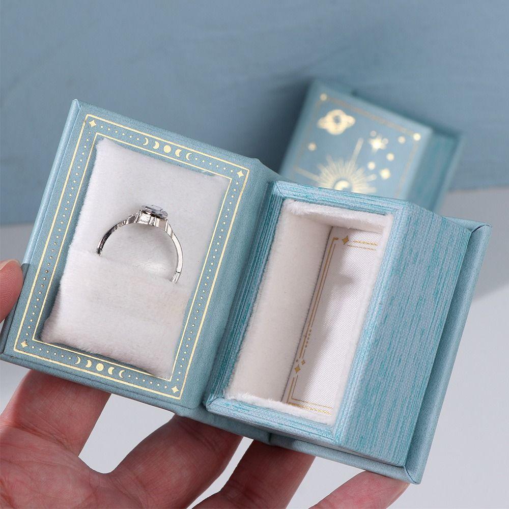 Creative Book Shape Ring Box Flip Lid Jewelry Packaging Refined Engagement Ring Case Wedding