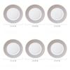 Fine Bone China Dinner Plates Sets, Light Luxury Tableware Stripe Pattern Gilt Edged Porcelain Dinnerware Round Set of 6