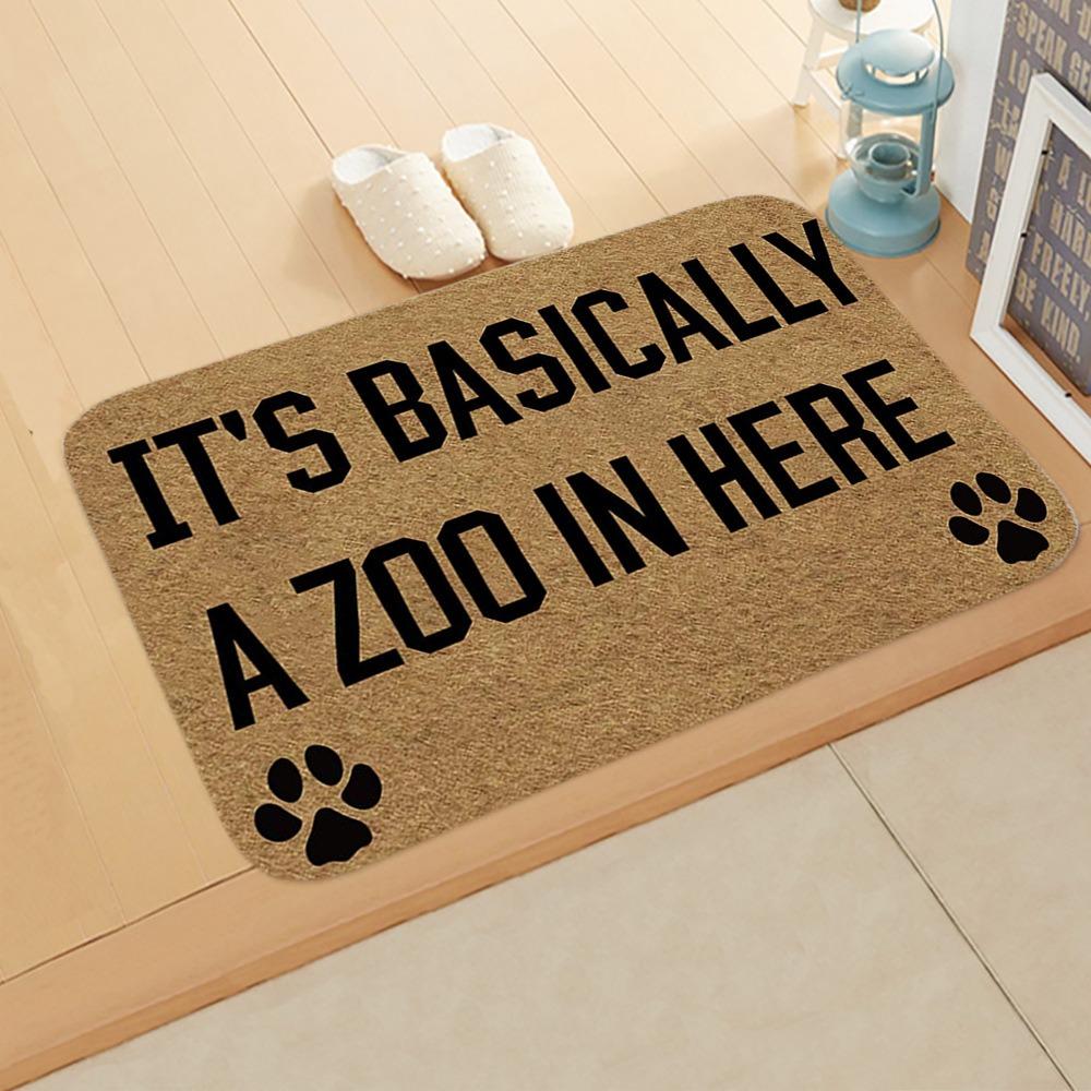 Funny Quote Flannel Doormats, Unique Dog Treats Wine Home Sayings Creative Entrance Decor Soft Floor Mats for Porch and Home