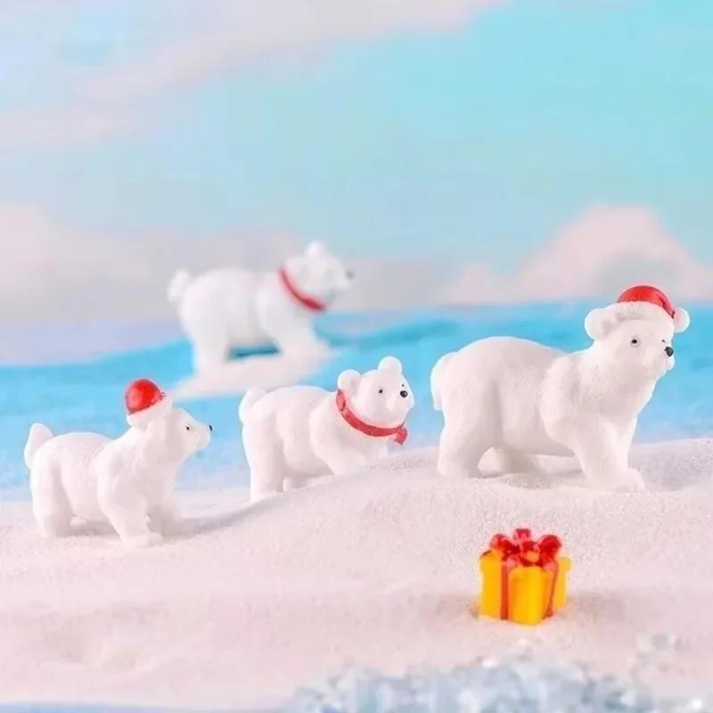 1/3pcs Miniature Christmas Polar Bear Figurines Garden Micro Snow Landscape DIY Accessories Home Decoration Desk Decoration