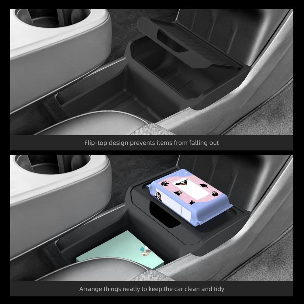 Non-Slip TPE For Tesla Model Y Standard Version 2025 Lower Center Console Storage Organizer Insert Tray Interior Accessories