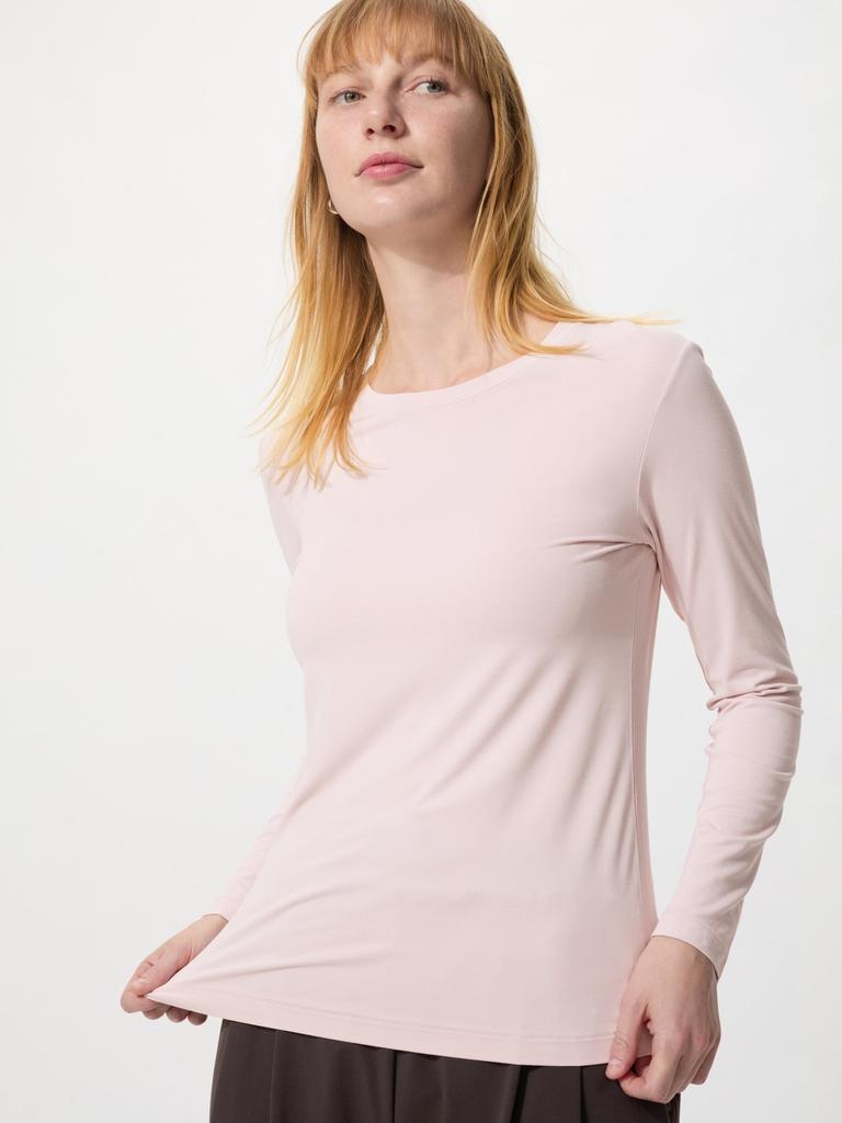 Uniqlo Япония Воздушный Ритм УФ Защита Круглый Вырез Футболка Шелковая Смесь