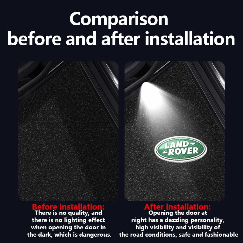 2Pcs Led Car Door Welcome Laser Projector Logo For Land Rover Range Rover L322 L405 Sport 3 4 L494 L551 Ghost Shadow Night Light gttt2