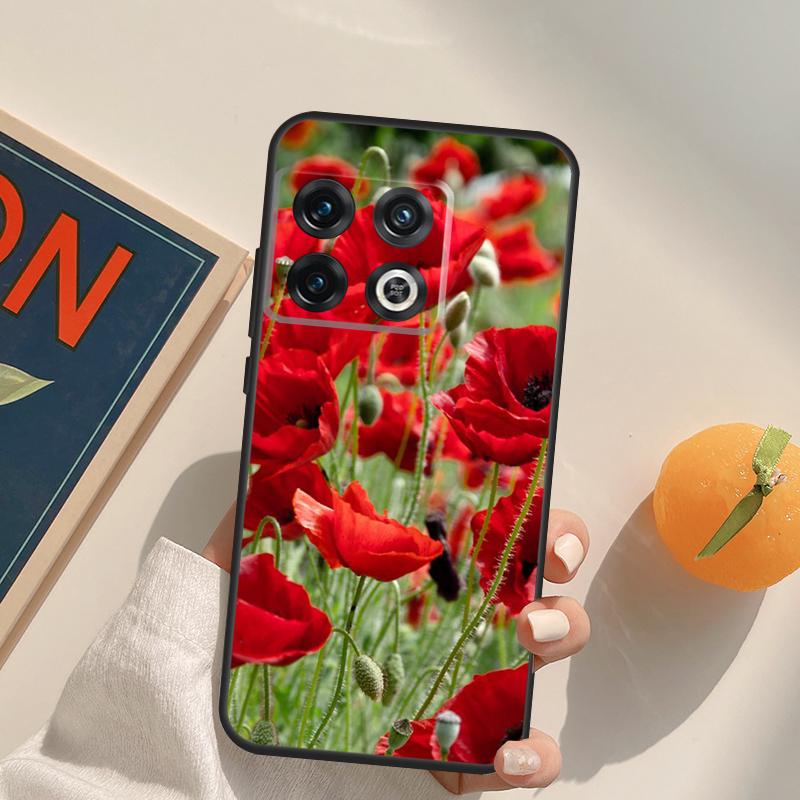 Red Corn Poppy Flower Case For OnePlus 15 13 12 11 13R 12R 10T 8T 13T OnePlus Nord 5 CE 3 2 4 Lite N20 N30 Cover