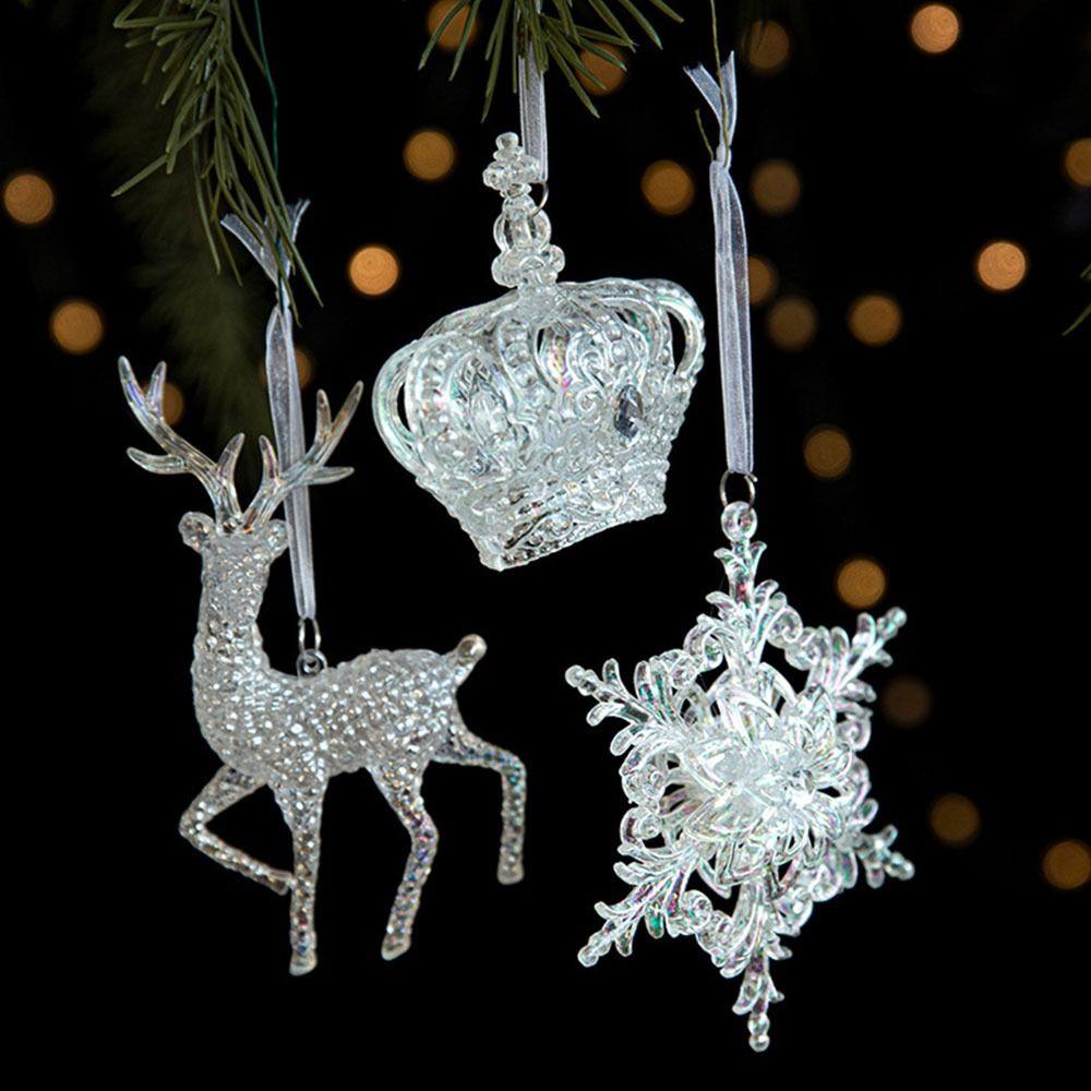 Transparent Christmas Hanging Decoration Snowflake Candy Star Crown Christmas Tree Ornament Shopwindow Party Supplies