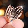Vintage Black White Zircon Finger Ring for Women Luxury Rose Gold Color Wedding Band Bridal Jewelry