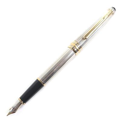 Отличная перьевая ручка MONTBLANC Solitaire белая звезда Серебро золото 18 карат мужская Б/у