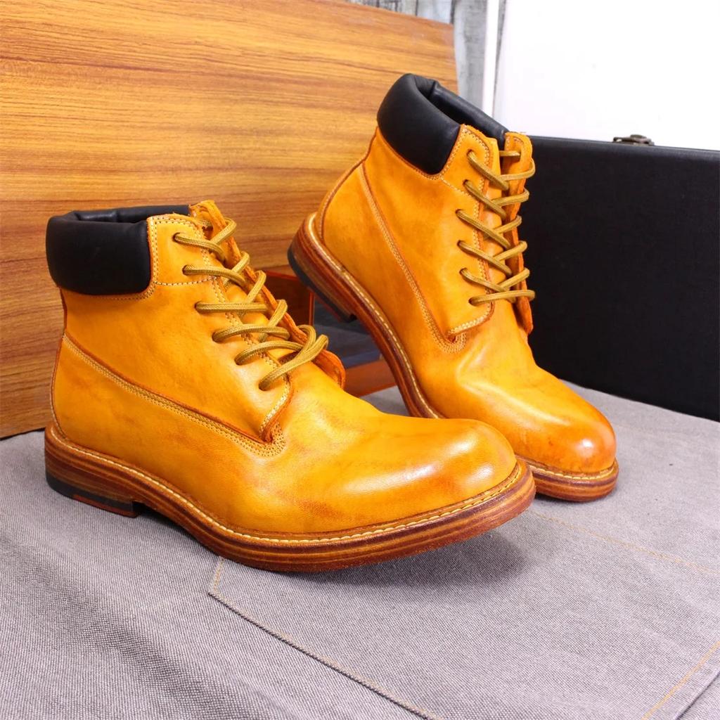 Модные мужские ботильоны в британском стиле, мягкая подошва ручной работы из натуральной кожи, ветрозащитные, удобные, на шнуровке, зимние мотоциклетные ботинки
