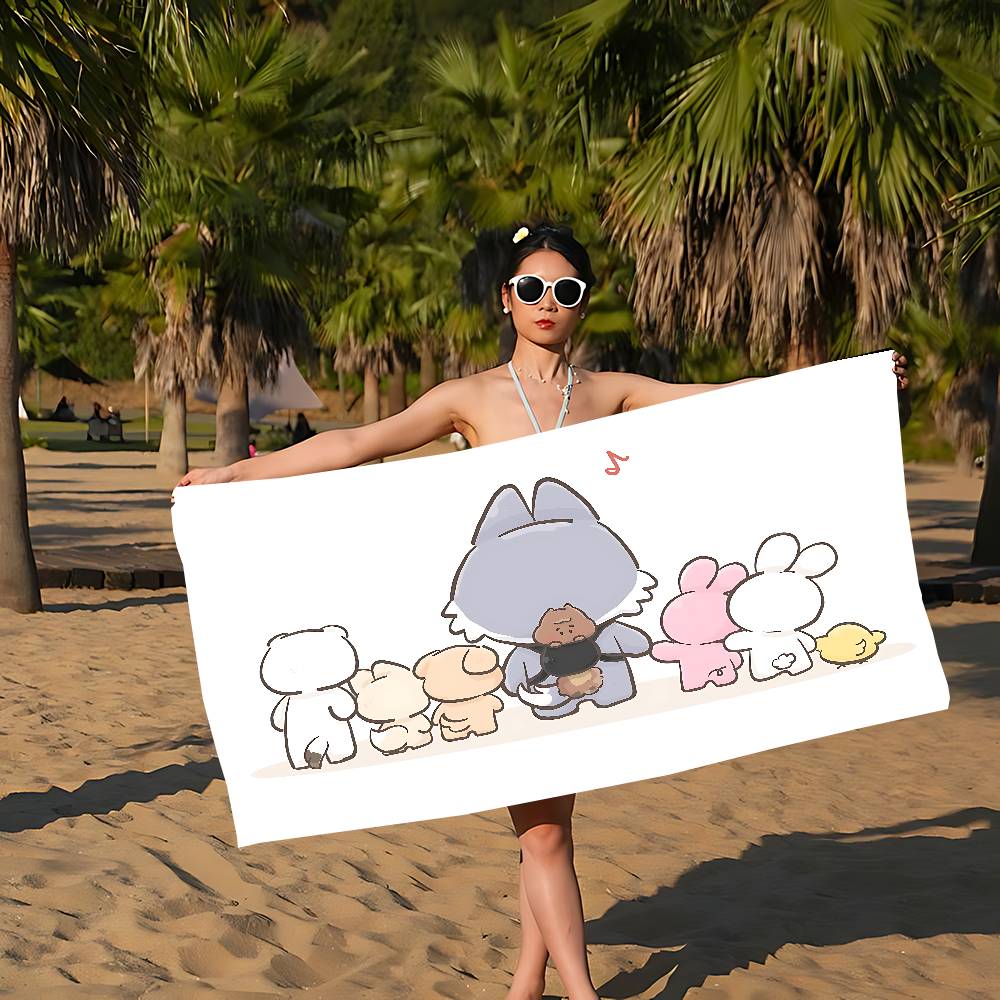 S-StrayS COOL K-Kids Kpop Microfiber Printed Beach Towel Mountain Climbing Yoga Beach Swimming Running Absorbent Soft Towel