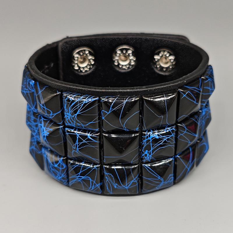 Европейско-американский панк-браслет из многоцветной кожи с заклепками – Мужской широкий браслет из ПУ