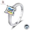 2CT Emerald Cut Moissanite Engagement Rings For Women Sterling Silver Pt950 Platinum Plated Wedding Simple Jewelry