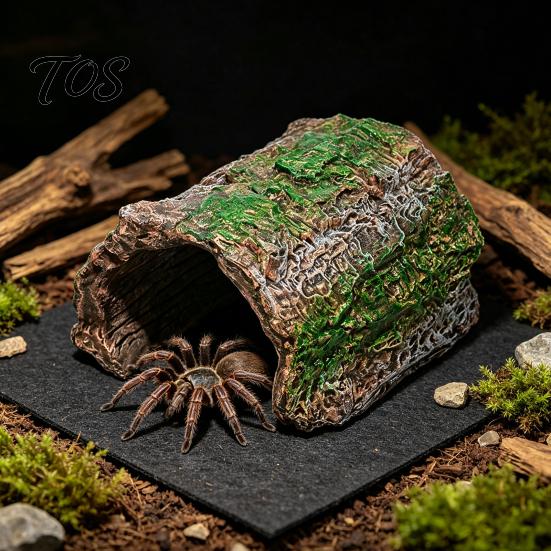 Reptile Supplies for Tanks Hideout Cave, Tree Trunk Gecko Lizard Realistic Arched Habitat Decoration Bark Hideaway Spiders Tortoises Tank Terrarium