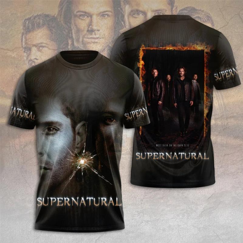 Supernatural TV Series 3D Printing Tshirt Fashion Men Women Harajuku Short sleeve O-neck Tee Top Oversized Man Cosplay Tees