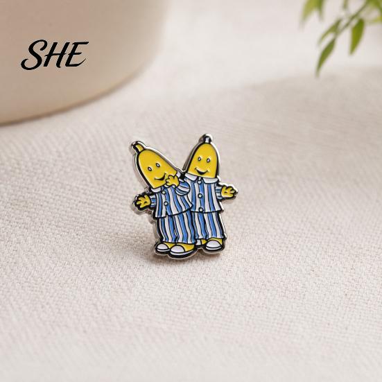 Enamel Pin Badge Zinc Alloy Brooch Pin, Cartoon Banana Man Shape Lapel Vintage Style Paint with Anti-Slip Buckle Pins for Clothes Bags Accessories