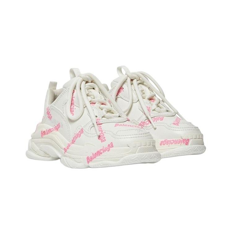 (PS) Кроссовки Balenciaga Triple S с логотипом 'Белый и розовый технический материал' Детские 654251W2FAB9050