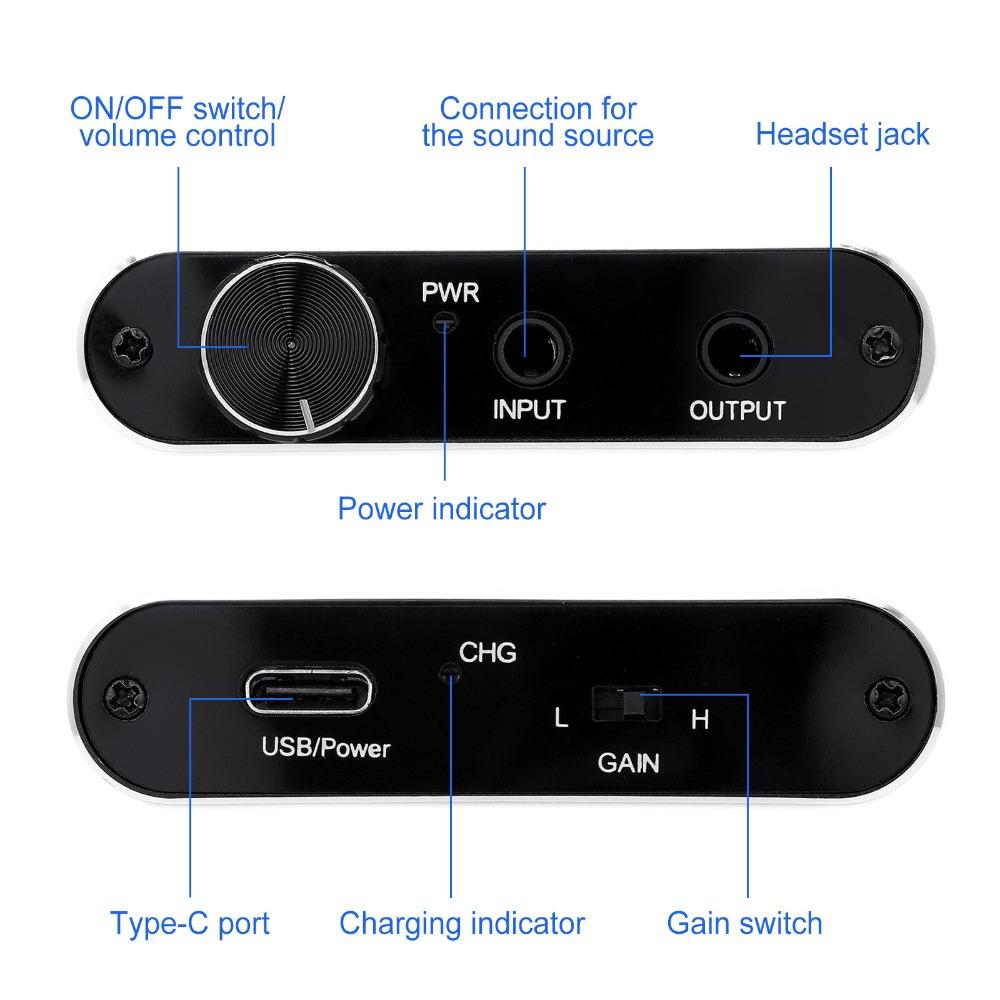 Портативный HiFi Усилитель для Наушников Amp 3,5 мм Усилитель Гарнитуры Двухступенчатый GAIN