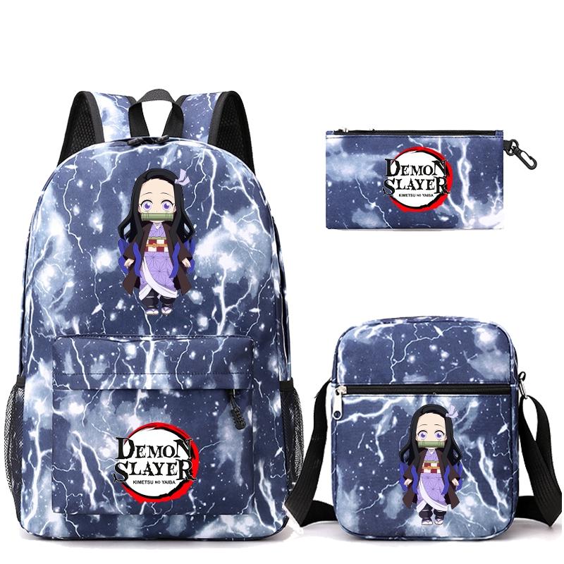3 шт./компл. рюкзак «Убийца Демонов» в стиле аниме с сумкой на плечо, пенал для мальчиков и девочек, школьная сумка для книг, мужская и женская дорожная сумка