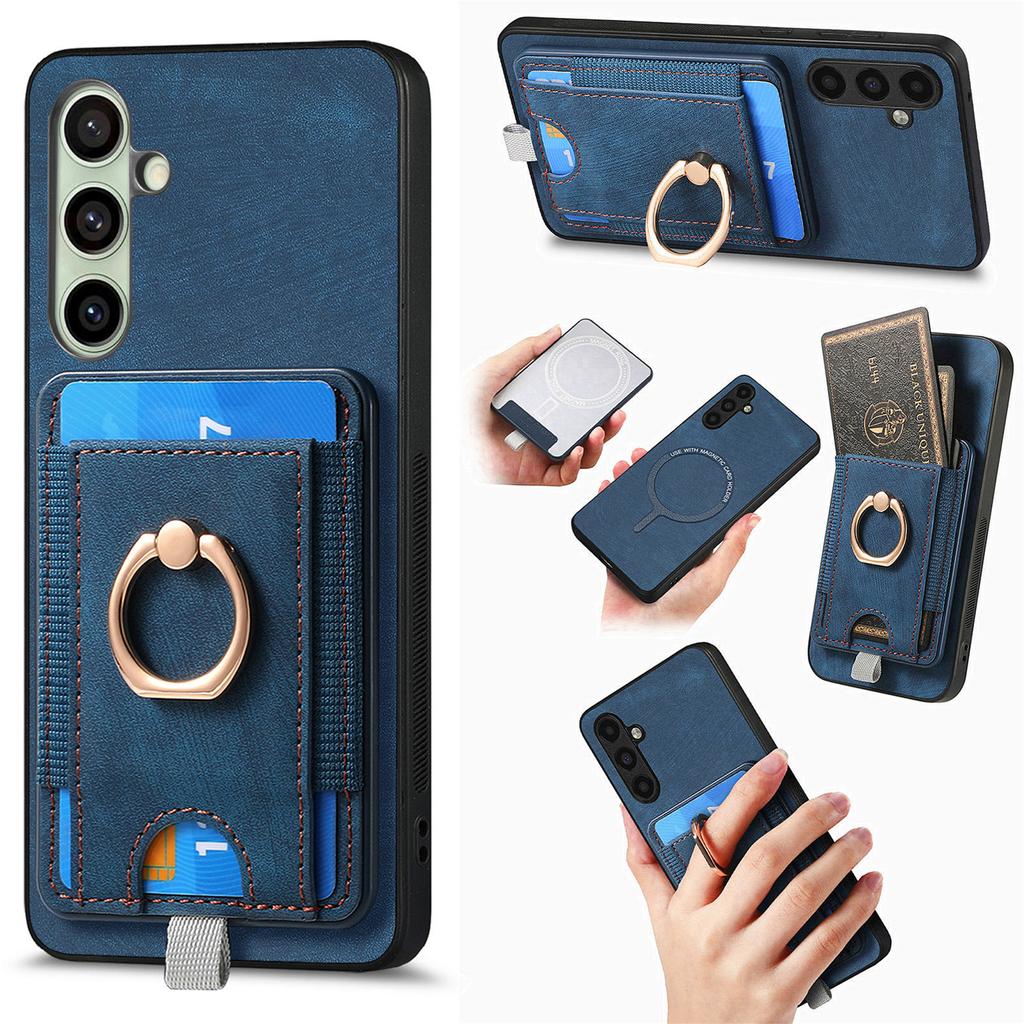 For Samsung Galaxy A26 5G Magnetic Case PU Leather Back Cover with Detachable Card Holder